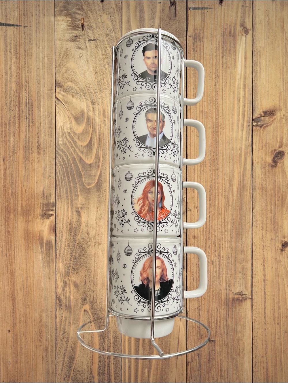 Schitt’s Creek Mug Set of 4 with Stand Johnny Moira David Alexis